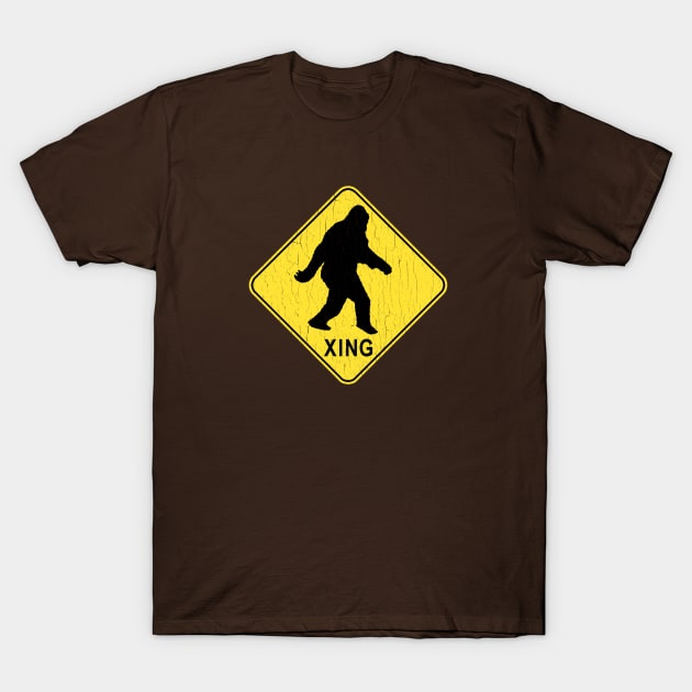 Bigfoot Crossing Sign (vintage look) T-Shirt by robotface